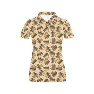Hamburger Pattern Print Design 01 Women's All Over Print Polo Shirt