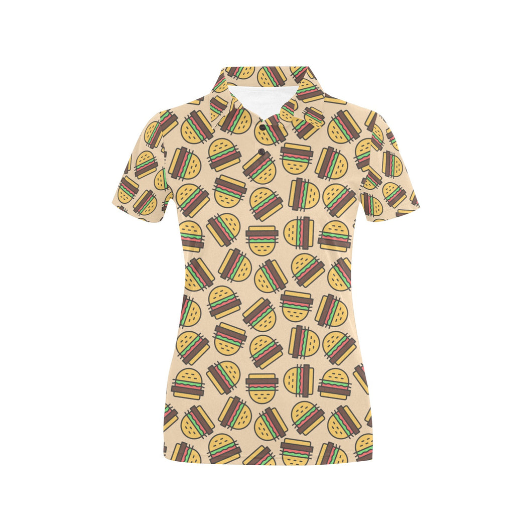 Hamburger Pattern Print Design 01 Women's All Over Print Polo Shirt