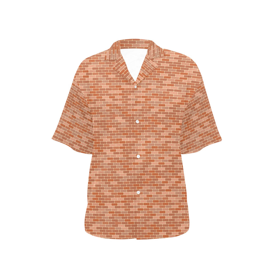 Brick Printed Pattern Print Design 02 Women's All Over Print Hawaiian Shirt