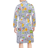 Math Pattern Print Design 04 Men's Long Sleeve Belted Night Robe