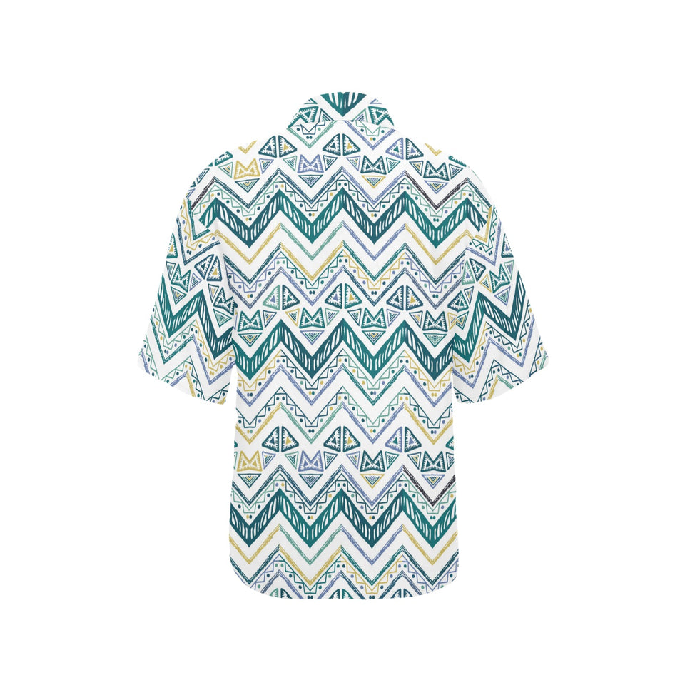 zigzag  chevron paint design pattern Women's All Over Print Hawaiian Shirt