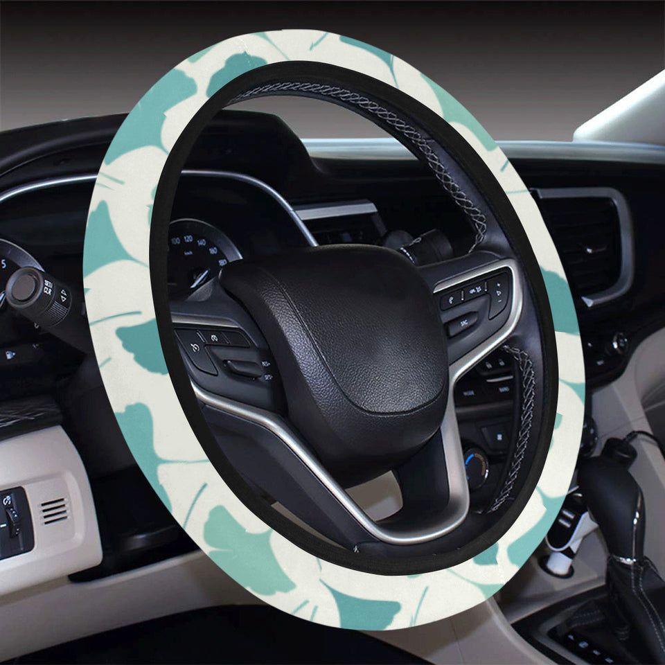 Green ginkgo leaves pattern Car Steering Wheel Cover
