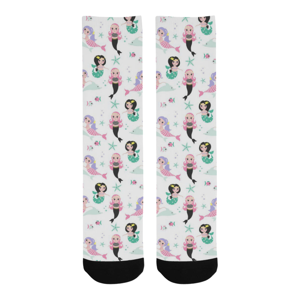 cute mermaid dolphin fish starfish pattern Crew Socks