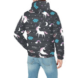 unicorn rainbows moon clound star pattern Men's Padded Hooded Jacket