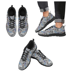 Skate Board Pattern Print Design 03 Men's Breathable Sneakers ( Model 055)