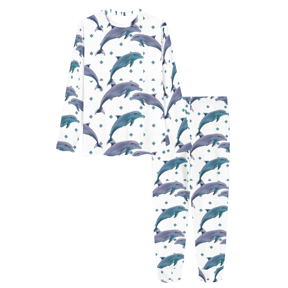 Dolphins pattern dotted background Women's All Over Print Pajama Set