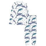 Dolphins pattern dotted background Women's All Over Print Pajama Set