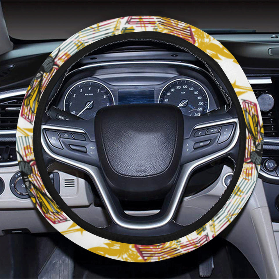 Cool Bee honeycomb leaves pattern Car Steering Wheel Cover