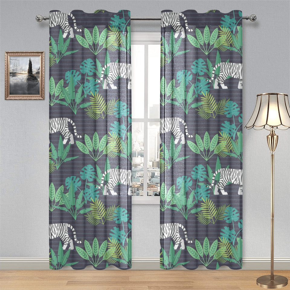 white bengal tigers tropical plant Gauze Curtain