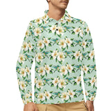 Hummingbird Pattern Print Design 01 Men's Long Sleeve Polo Shirt