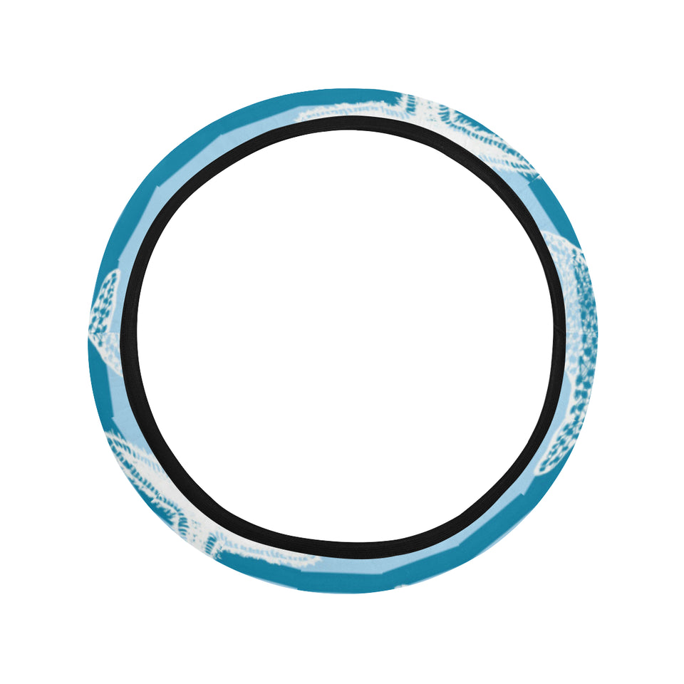 Starfish blue blackground Car Steering Wheel Cover