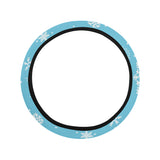 Snowflake pattern blue background Car Steering Wheel Cover