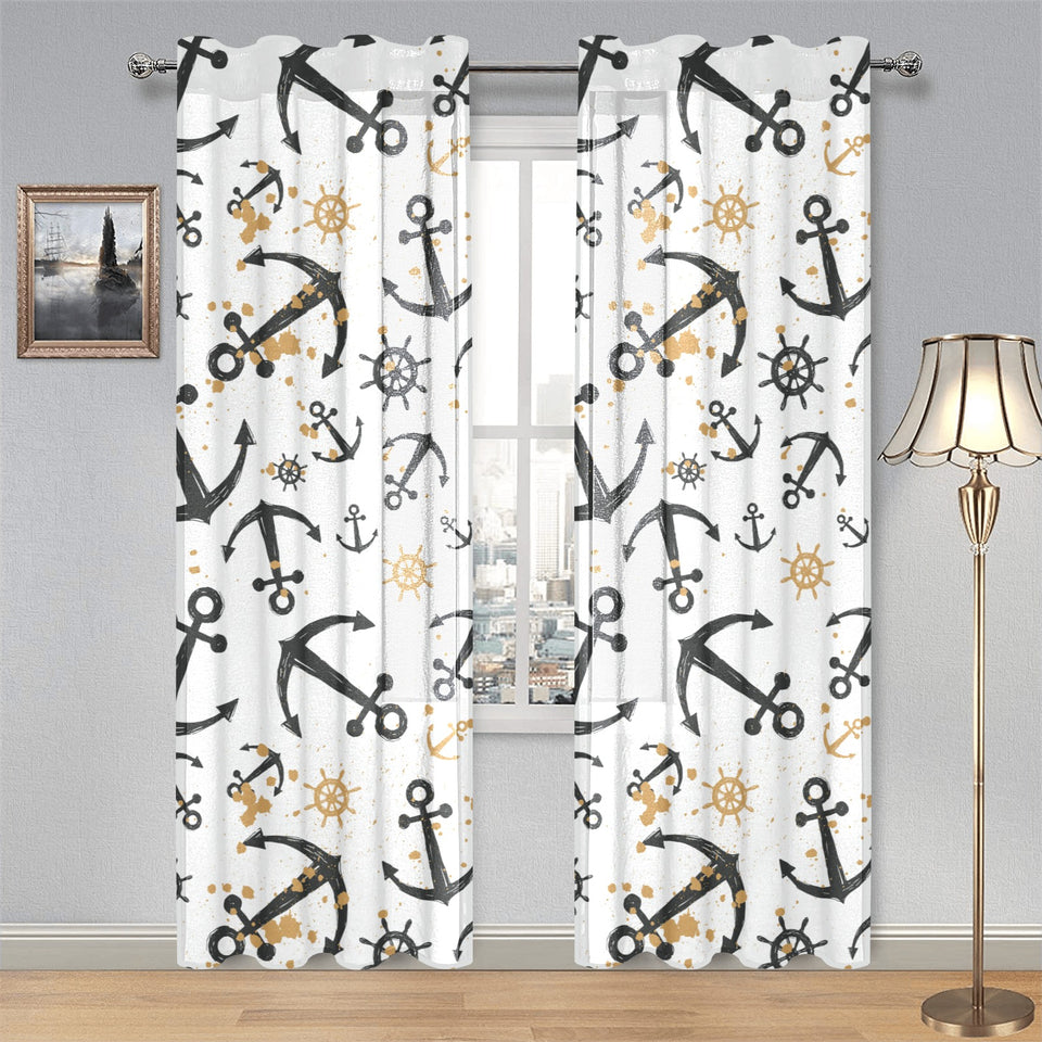 Anchors Rudders pattern Gauze Curtain