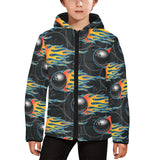 Bowling balls flame pattern Kids' Boys' Girls' Padded Hooded Jacket