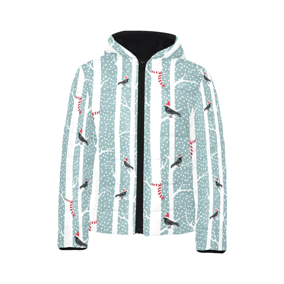 Crows christmas hat scarf Kids' Boys' Girls' Padded Hooded Jacket