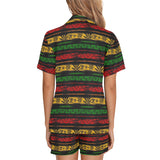 Canabis Marijuana Weed Pattern Print Design 04 Women's V-Neck Short Pajama Set