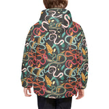 Colorful snake plant pattern Kids' Boys' Girls' Padded Hooded Jacket