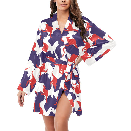 Kangaroo Australian pattern Women's Long Sleeve Belted Night Robe