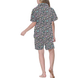 Ostrich Pattern Print Design 01 Kids' Boys' Girls' V-Neck Short Pajama Set