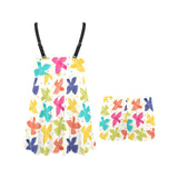 Pigeon Pattern Print Design 01 Chest Sexy Pleated Two Piece Swim Dress