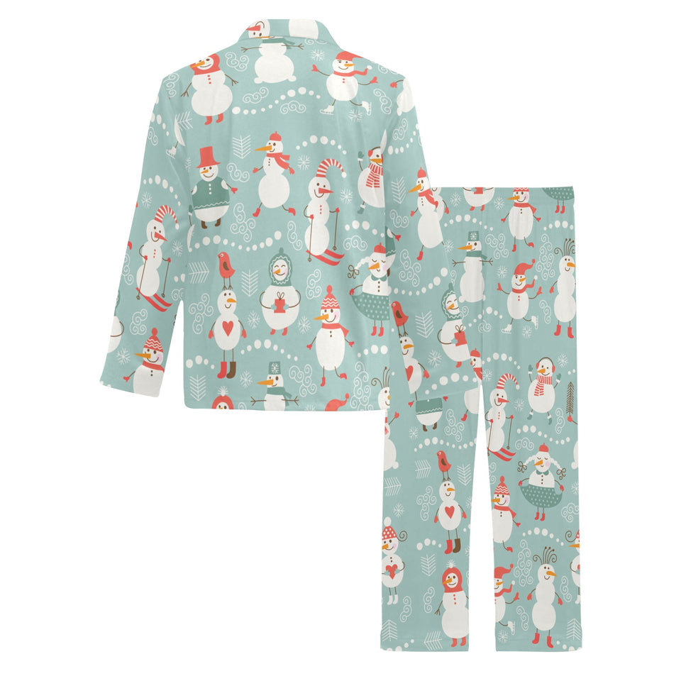 Cute snowman pattern Men's Long Pajama Set