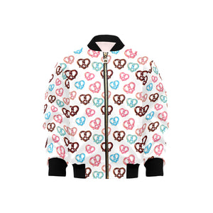 Pretzels Pattern Print Design 04 Kids' Boys' Girls' Bomber Jacket