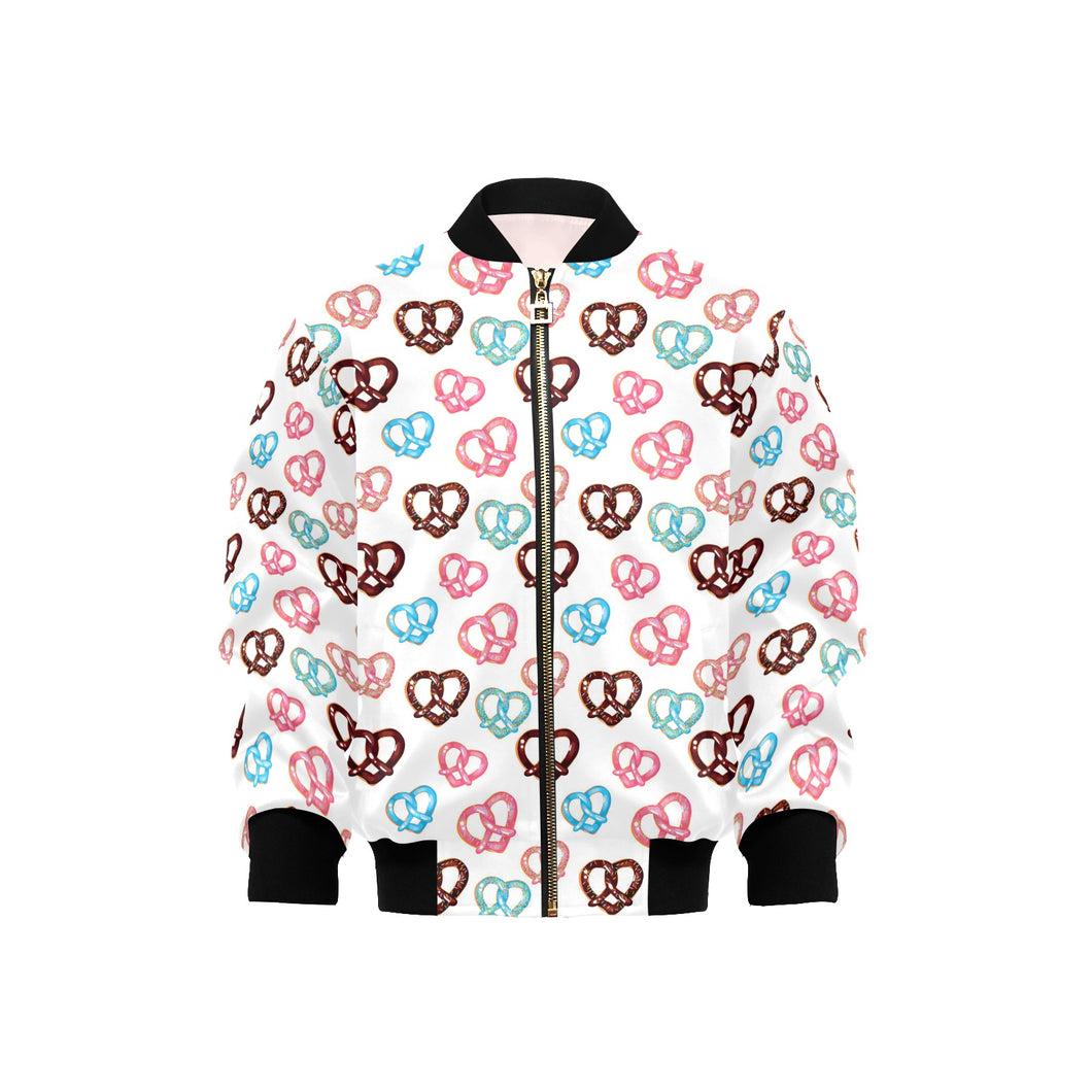 Pretzels Pattern Print Design 04 Kids' Boys' Girls' Bomber Jacket
