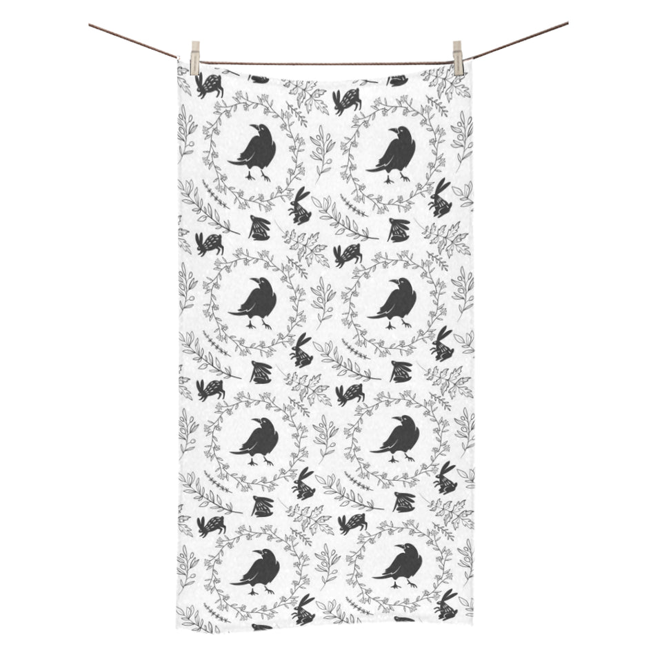 Crows floral wreath rabbit pattern Bath Towel