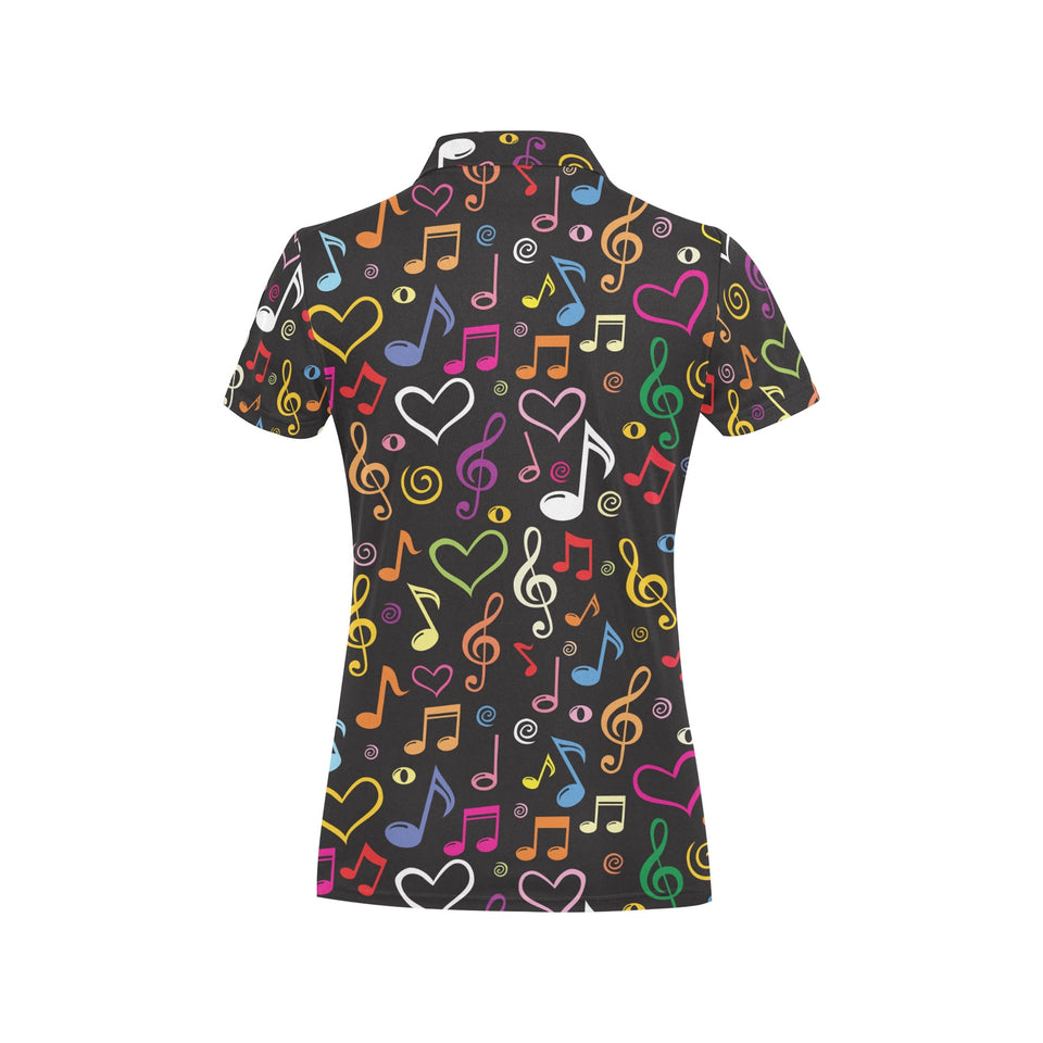 Music Notes Pattern Print Design 02 Women's All Over Print Polo Shirt