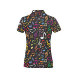 Music Notes Pattern Print Design 02 Women's All Over Print Polo Shirt