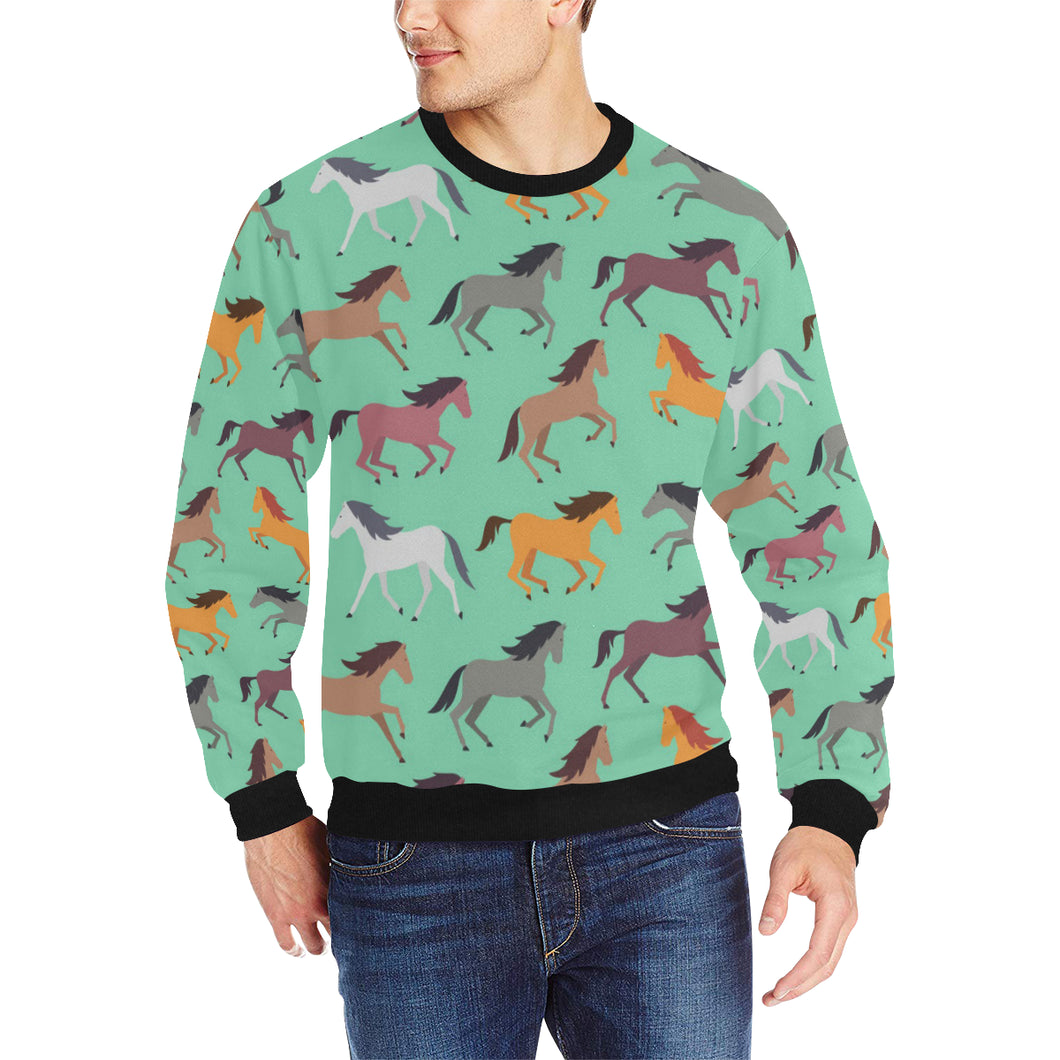 Colorful horses pattern Men's Crew Neck Sweatshirt
