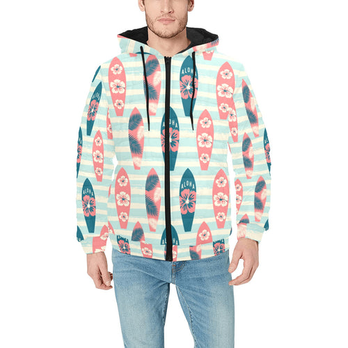 Surfboard Pattern Print Design 02 Men's Padded Hooded Jacket