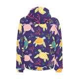 Colorful sea turtle pattern Men's Padded Hooded Jacket