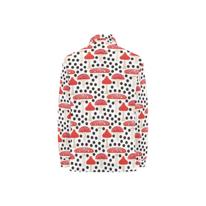 Red mushroom dot pattern Women's Long Sleeve Polo Shirt