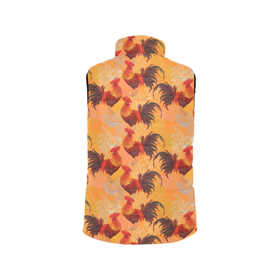 red rooster chicken cock pattern Women's Padded Vest