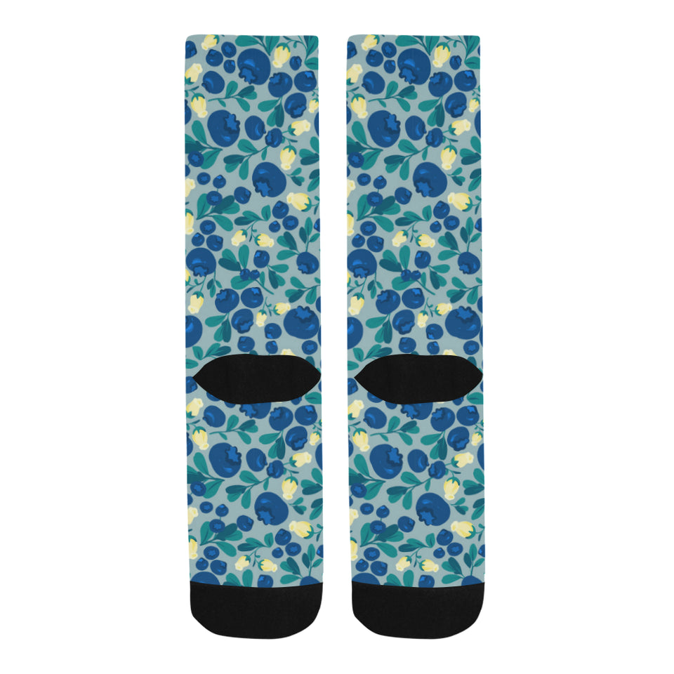 blueberry design pattern Crew Socks