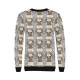 Happy pug pattern Women's Crew Neck Sweatshirt