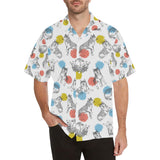 Siberian husky and colorful circle pattern Men's All Over Print Hawaiian Shirt
