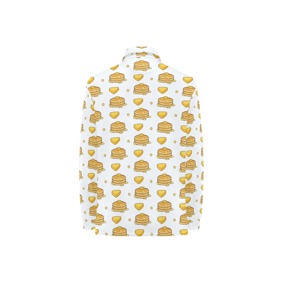 Pancake Pattern Print Design 03 Women's Long Sleeve Polo Shirt