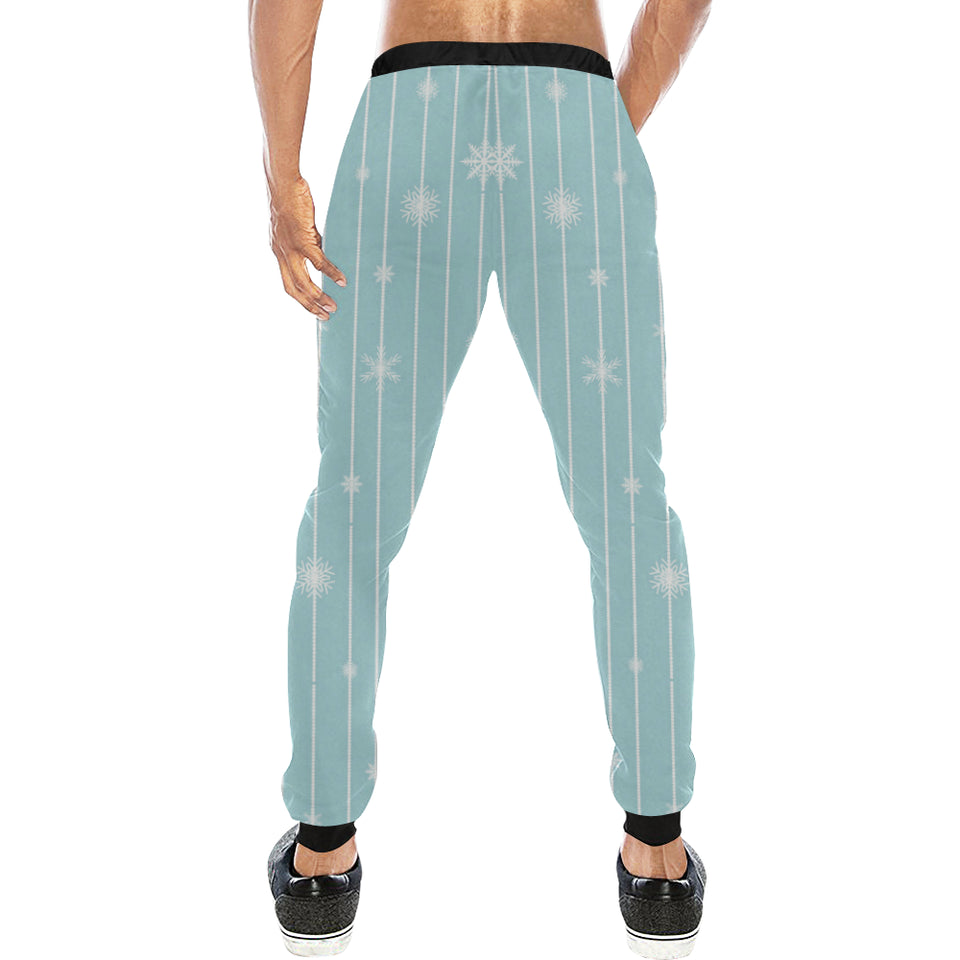 Snowflake pattern blue stripe background Unisex Casual Sweatpants
