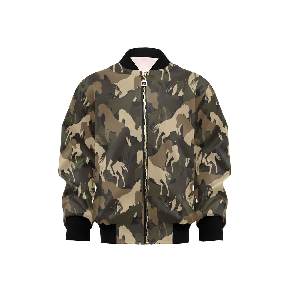 Horse Camouflage Pattern Kids' Boys' Girls' Bomber Jacket