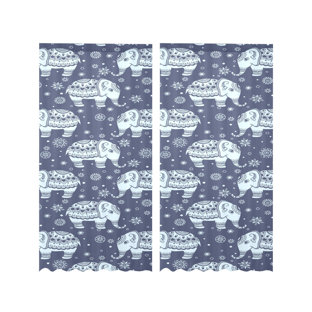 Elephant tribal design pattern Gauze Curtain