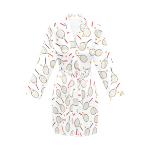 Tennis Pattern Print Design 04 Women's Long Sleeve Belted Night Robe