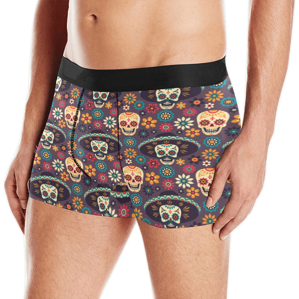 Sugar skulls flower maxican pattern Men's All Over Print Boxer Briefs Men's Underwear