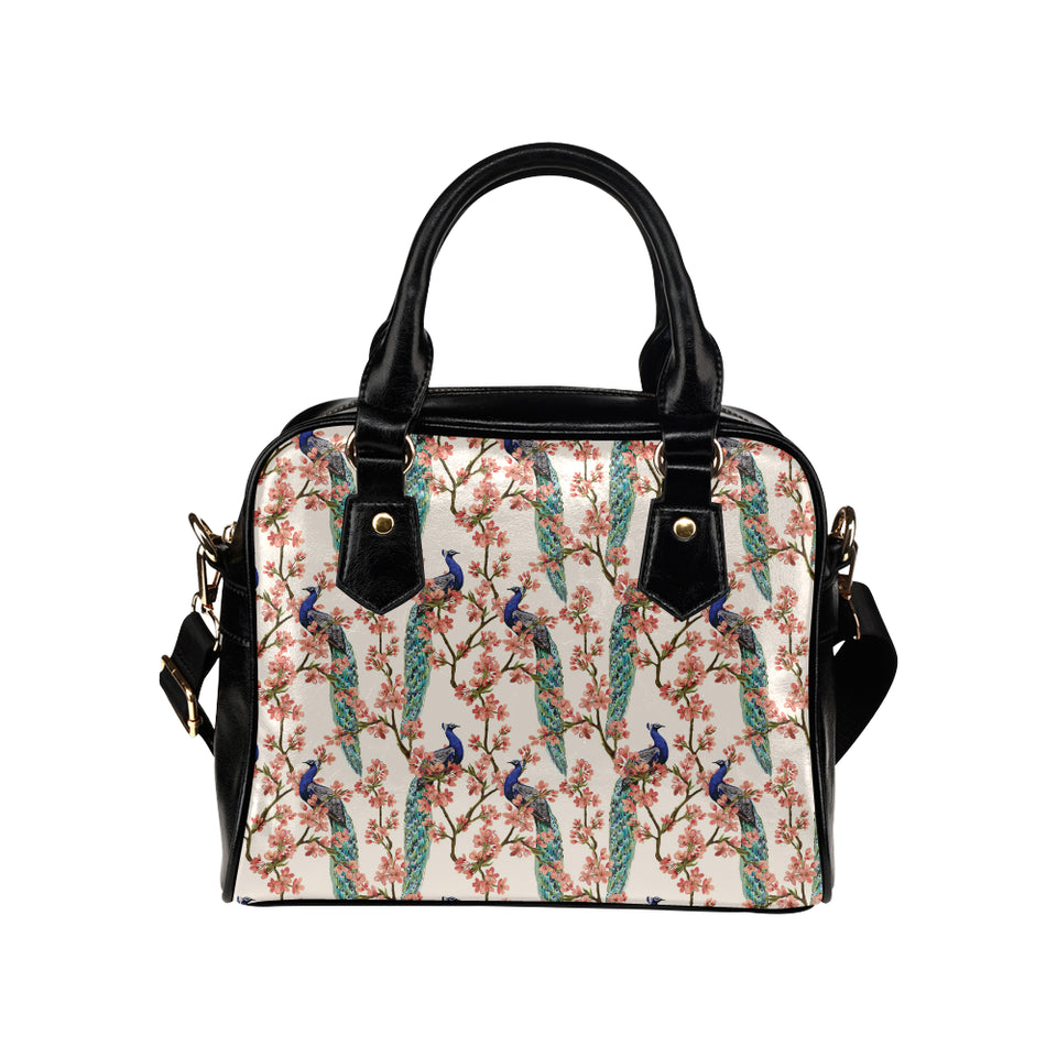 Peacock tropical flower pattern Shoulder Handbag