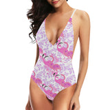 Pink flamingo flower pattern Women's One-Piece Swimsuit