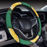Durian pattern green background Car Steering Wheel Cover