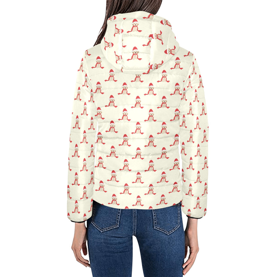 Golden Retriever Pattern Print Design 01 Women's Padded Hooded Jacket