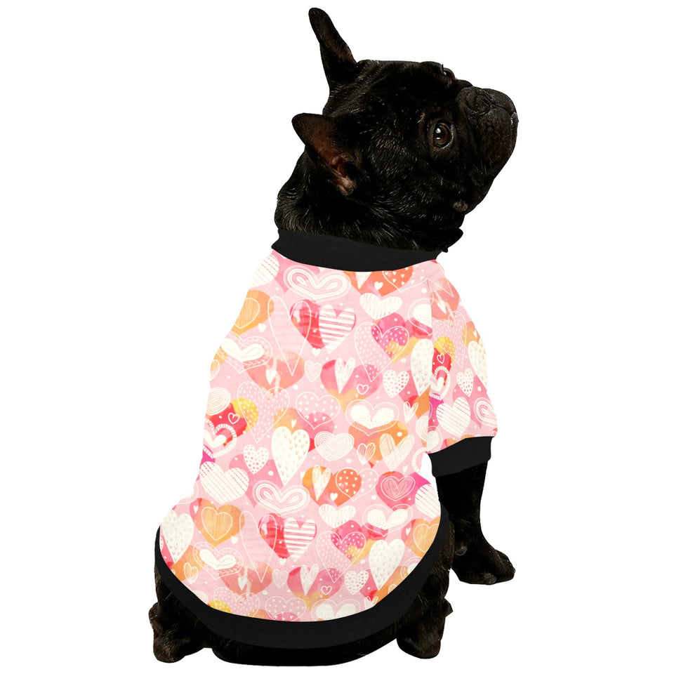 Hand drawn heart design pattern All Over Print Pet Dog Round Neck Fuzzy Shirt