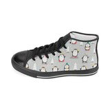 Cute Penguin christmas pattern Women's High Top Canvas Shoes Black